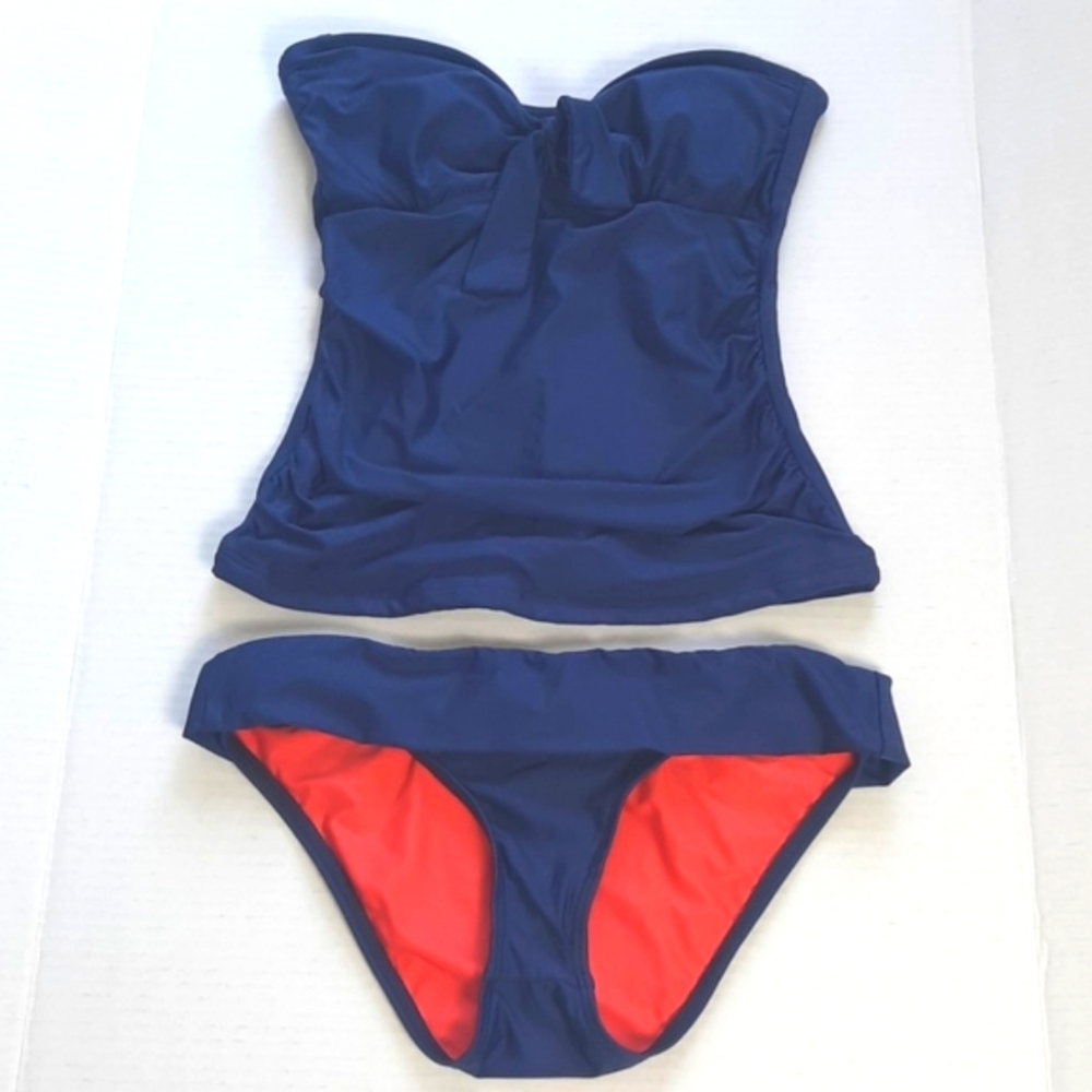 Splendid Two-piece Swimwear, Tankini Size S, Colors Blue & Coral